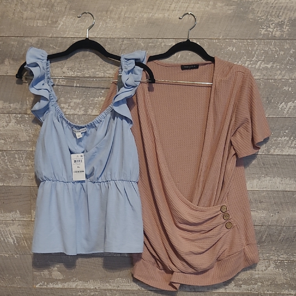 Blue Ruffle Sleeve Top